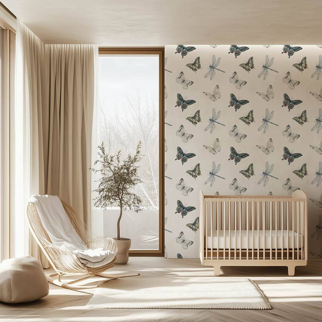 Jill's Summer Flora Butterfly and Dragonflies Wallpaper