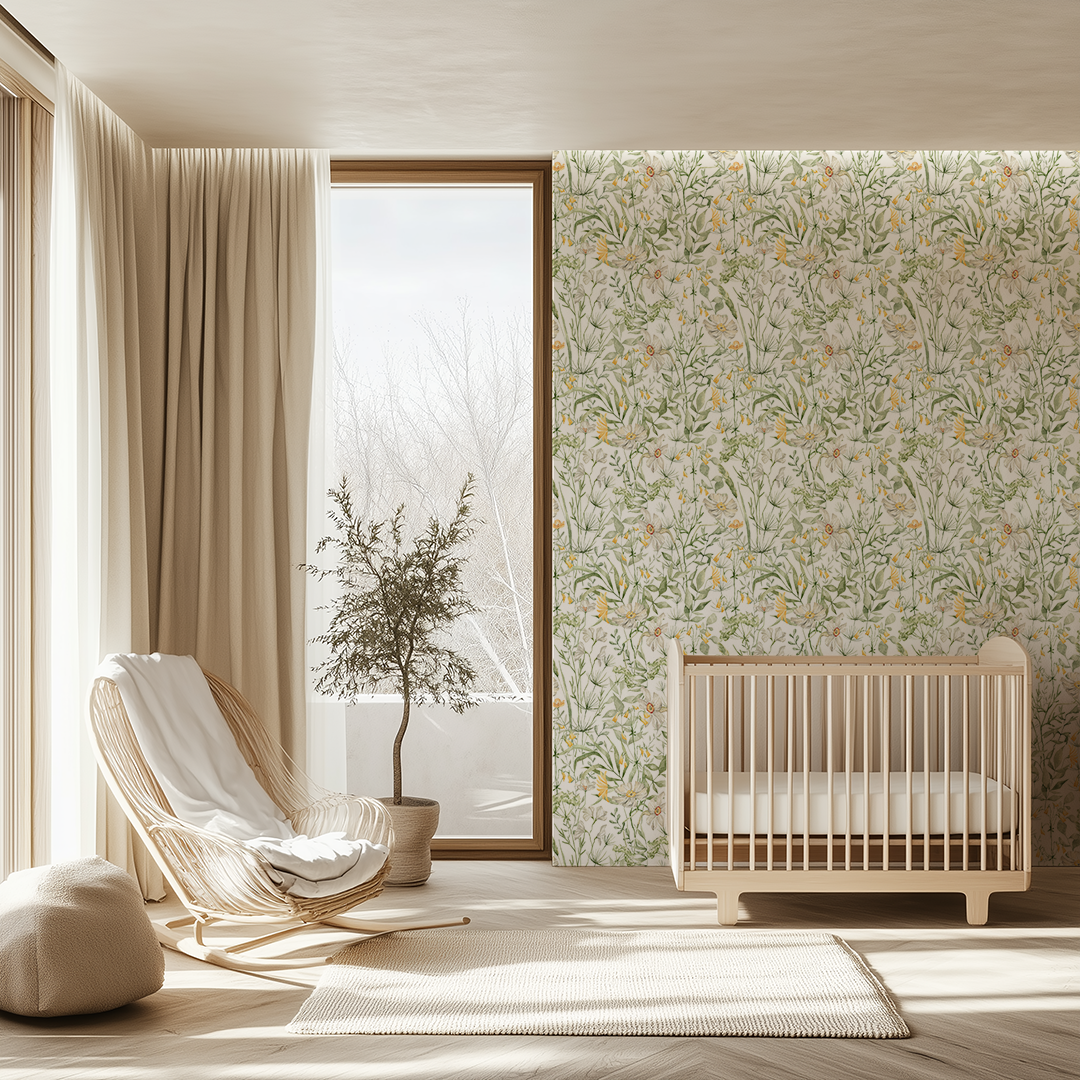 Jill's Summer Flora White Flower Wallpaper