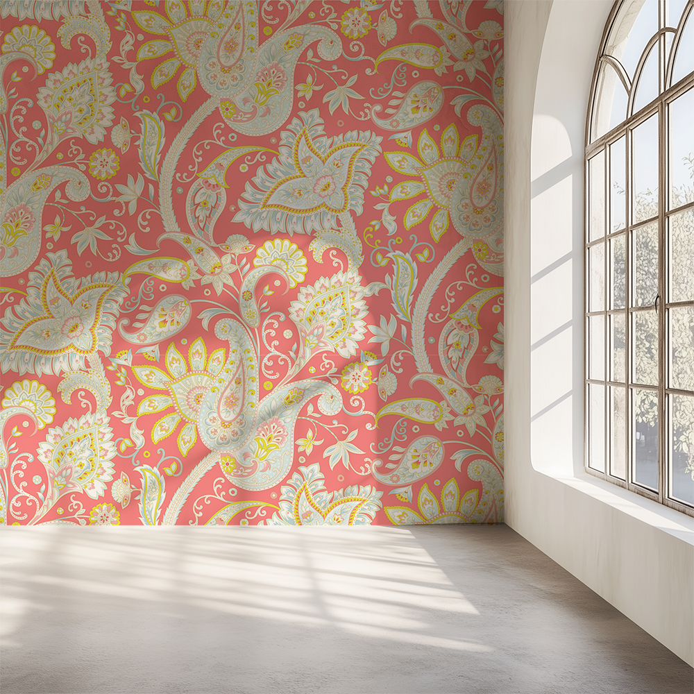 Paisley Rose Prink Wallpaper