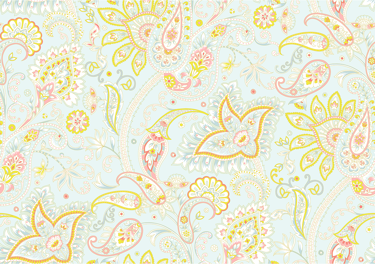 Paisley Aqua Haze Wallpaper