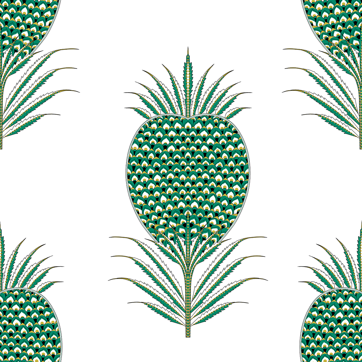 Shamrock Green Pineapple Wallpaper