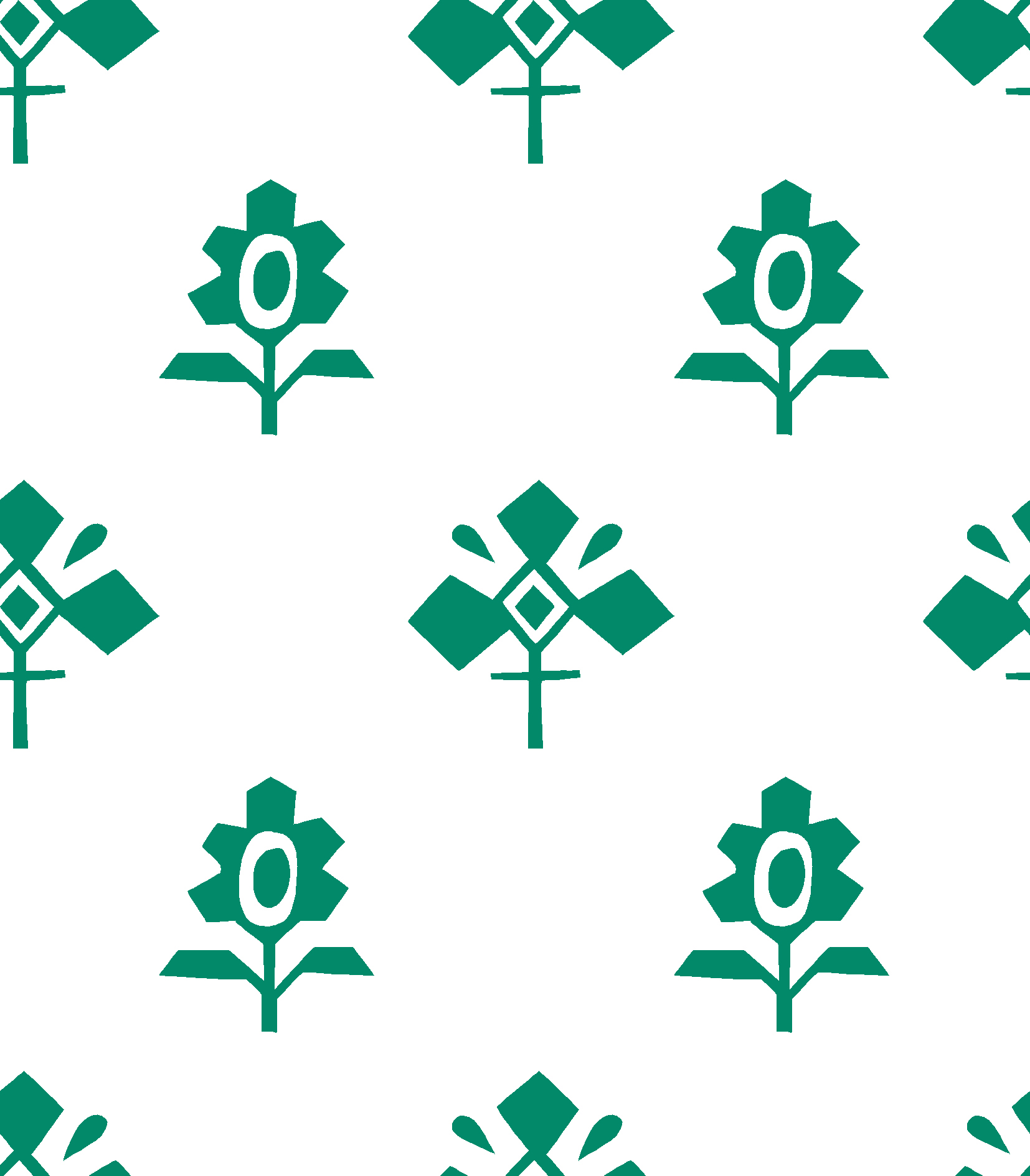 Pine Green and White Wallpaper