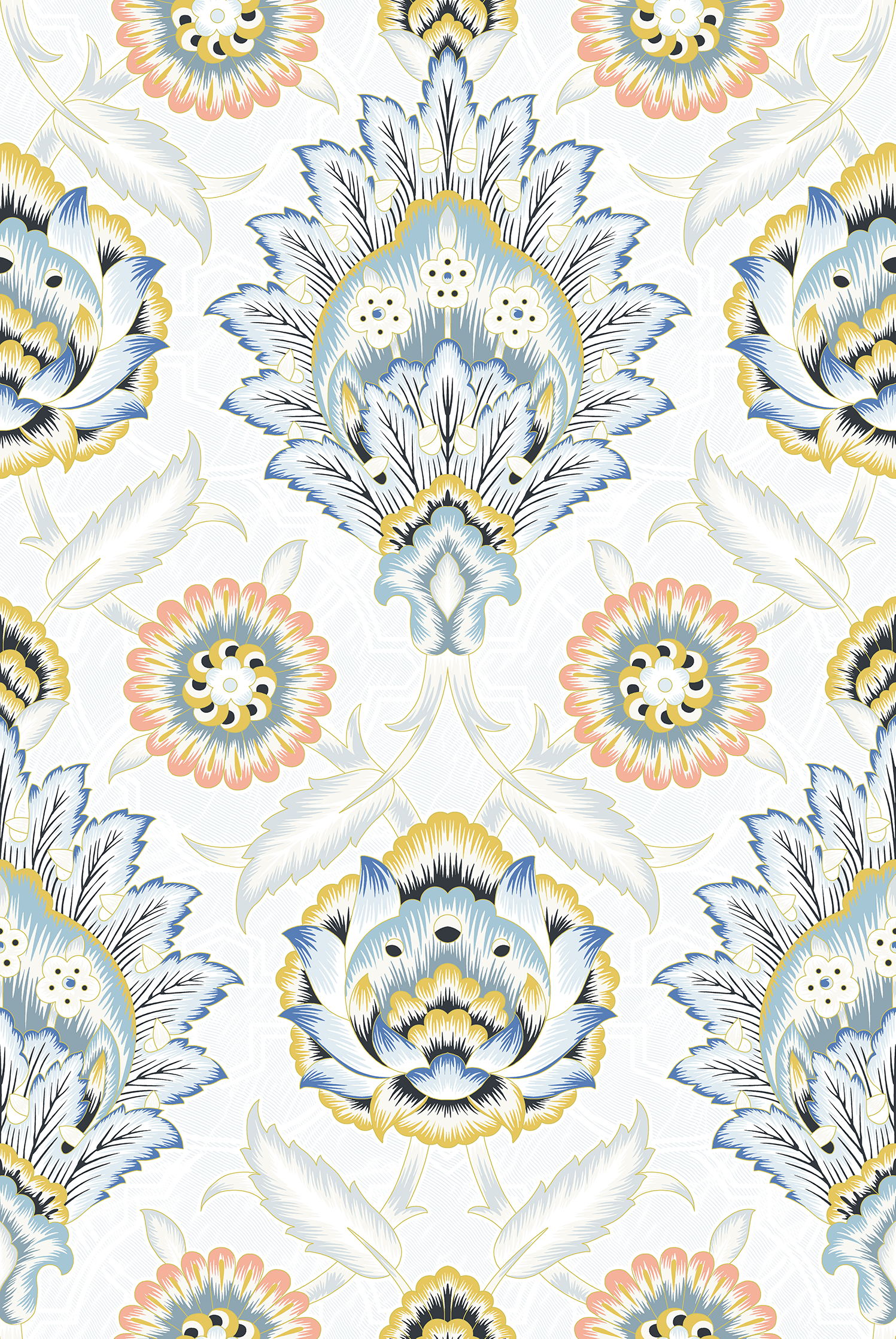 Muhtesem White Pattern Wallpaper