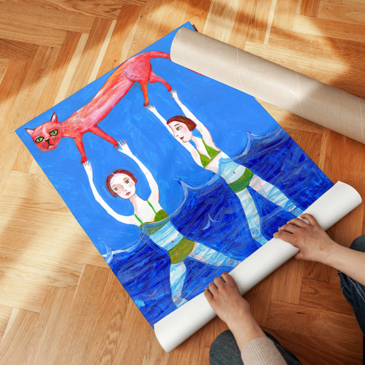 Whimsical Cat Swim