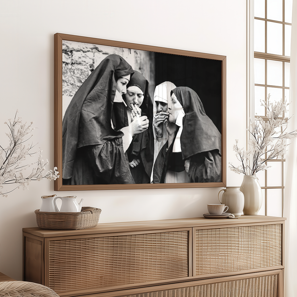 Smoking Nuns Art Print