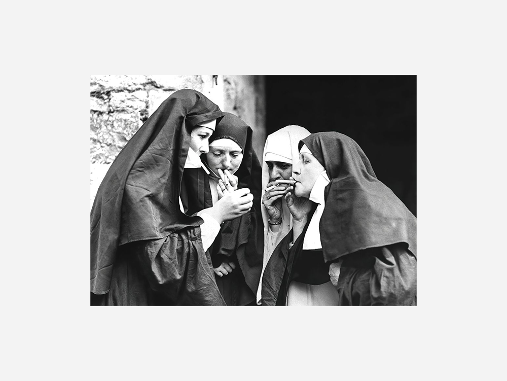 Smoking Nuns Art Print