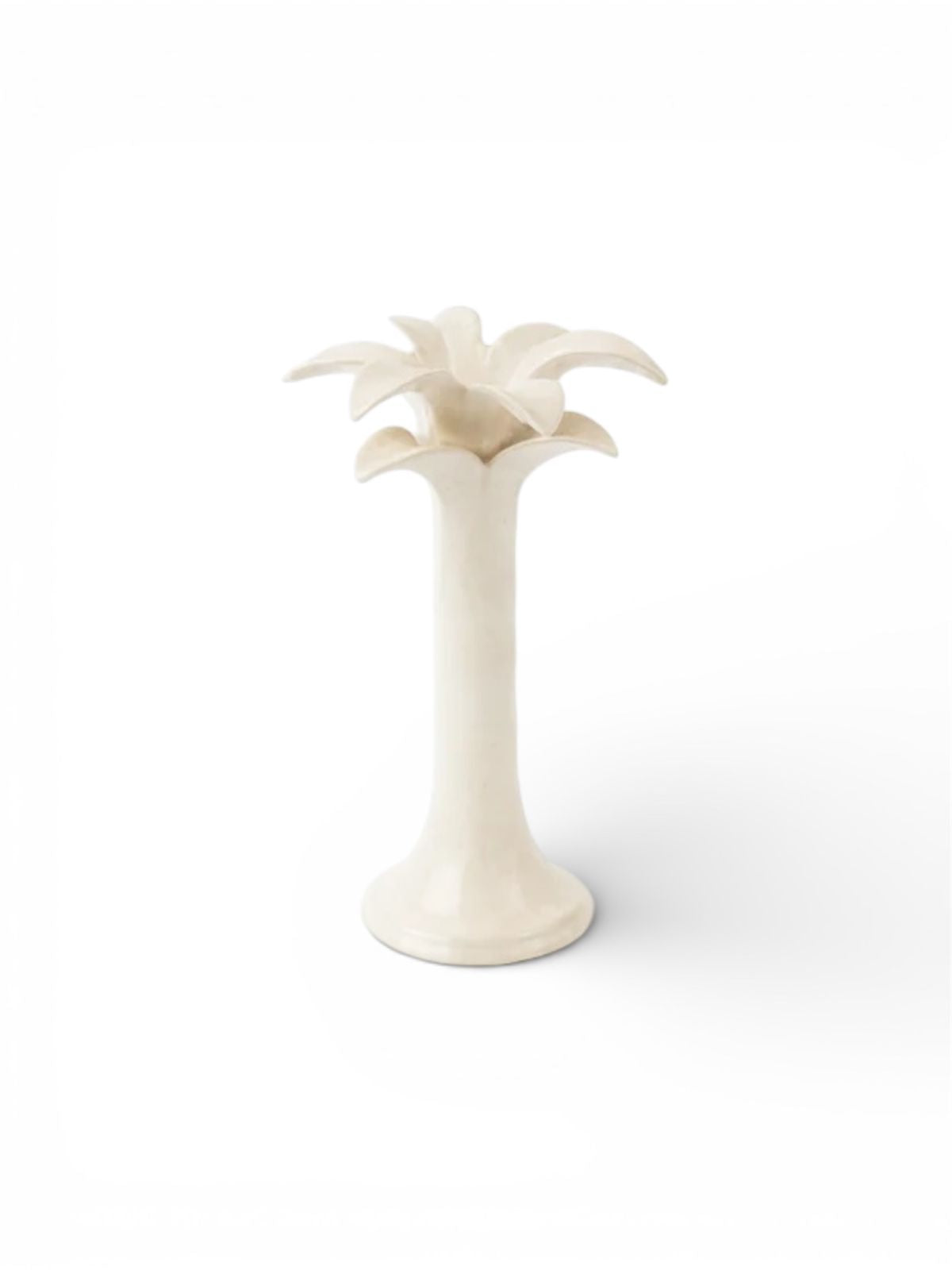 Ceramic Palm Candle Holder | White