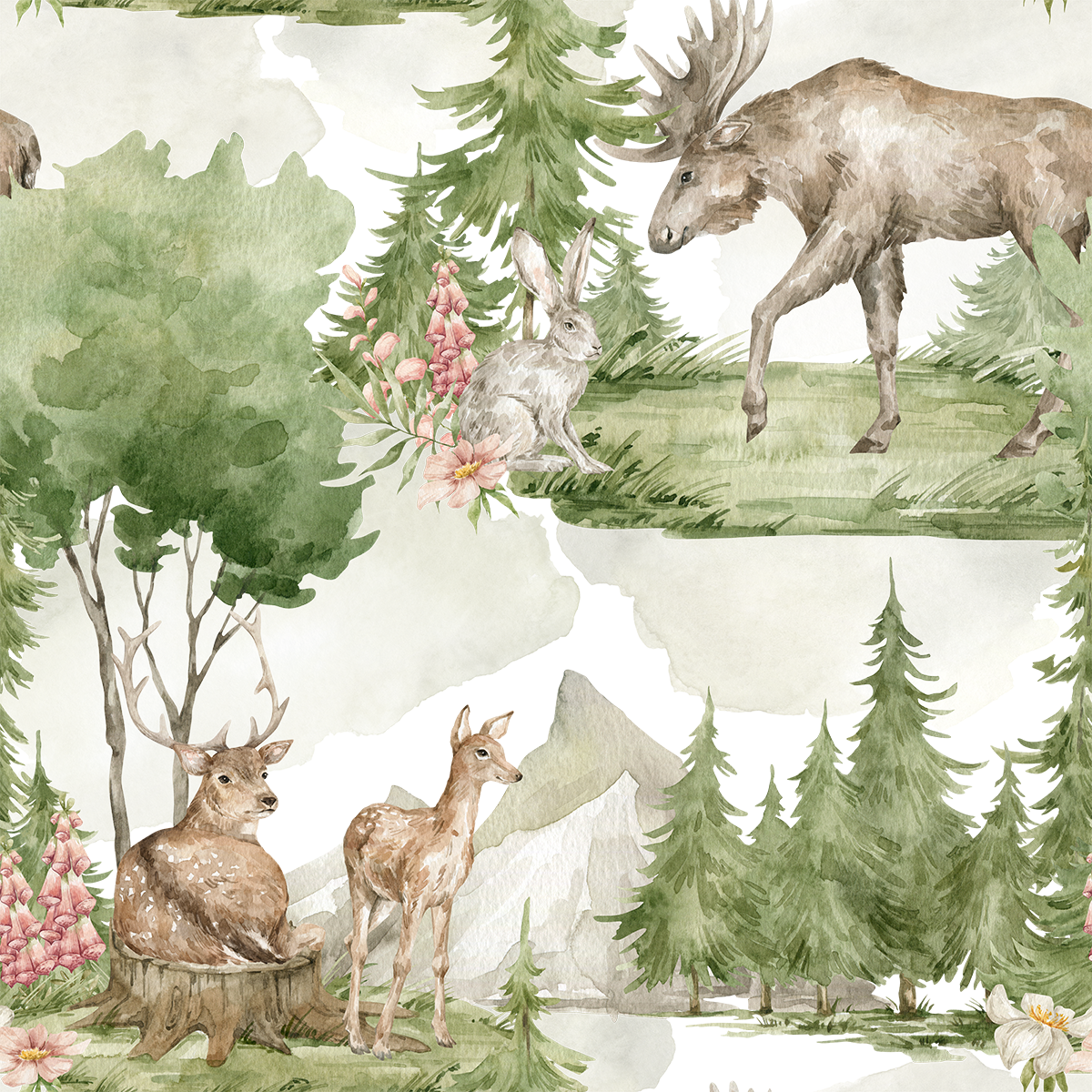 Deers in the Forest Wallpaper
