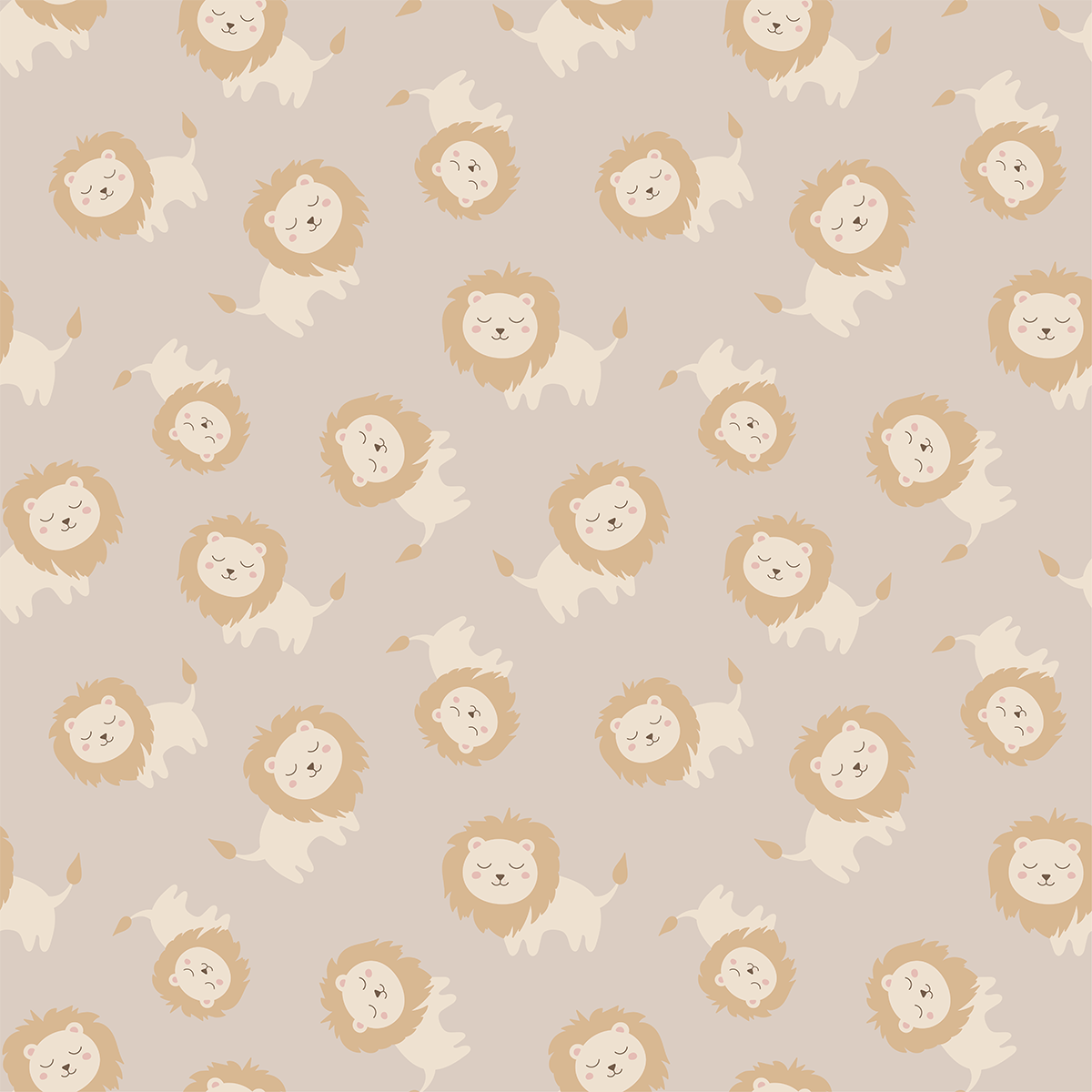 Baby Lions Lilac Wallpaper