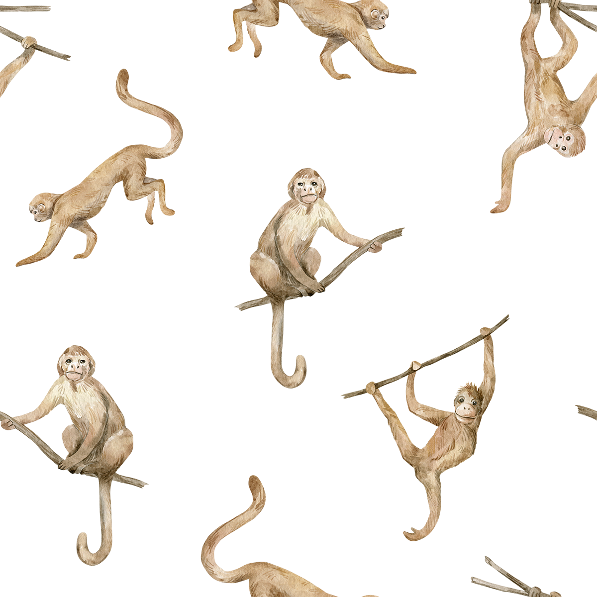 Monkeys Swinging on Branches Wallpaper