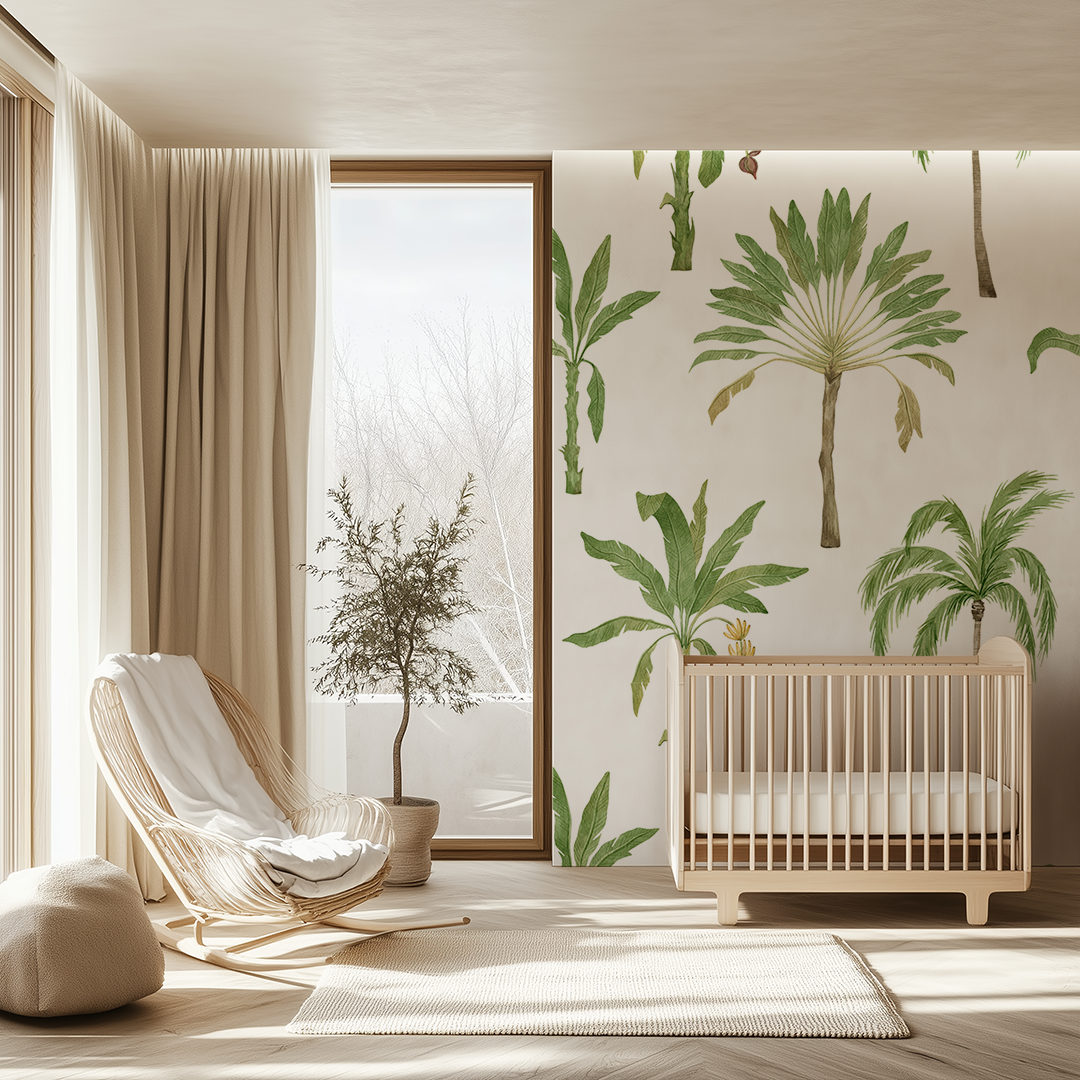 Tropical Palm Trees on a White Background Wallpaper