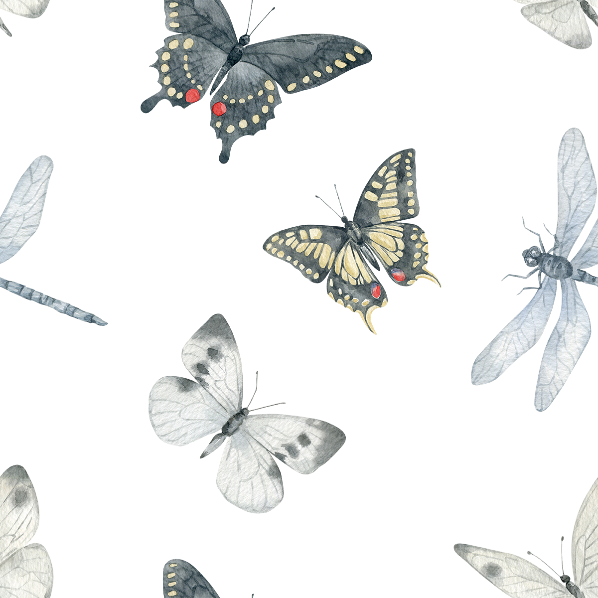 Jill's Summer Flora Butterfly and Dragonflies Wallpaper
