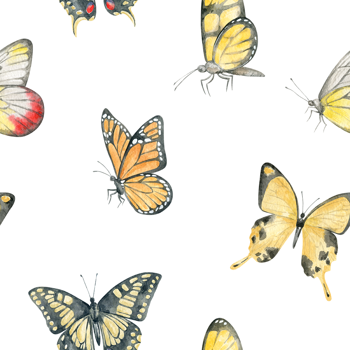 Jill's Summer Flora Yellow Butterfly Wallpaper