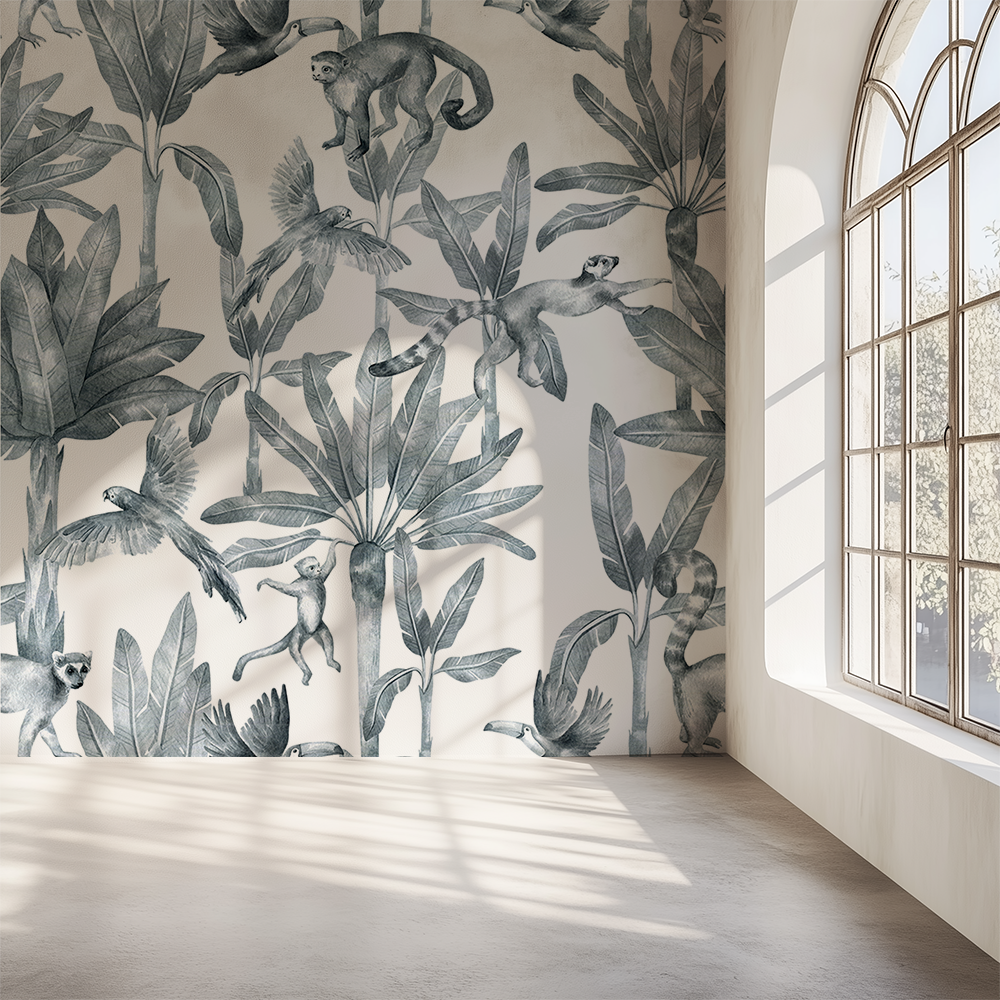 Animals In a Silver Jungle Wallpaper