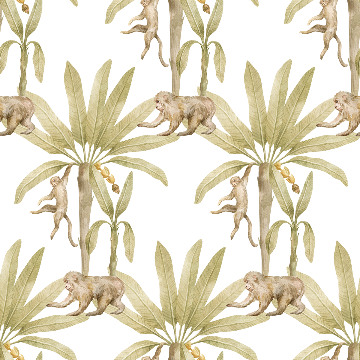 Monkeys Playing in Palm Tree Wallpaper