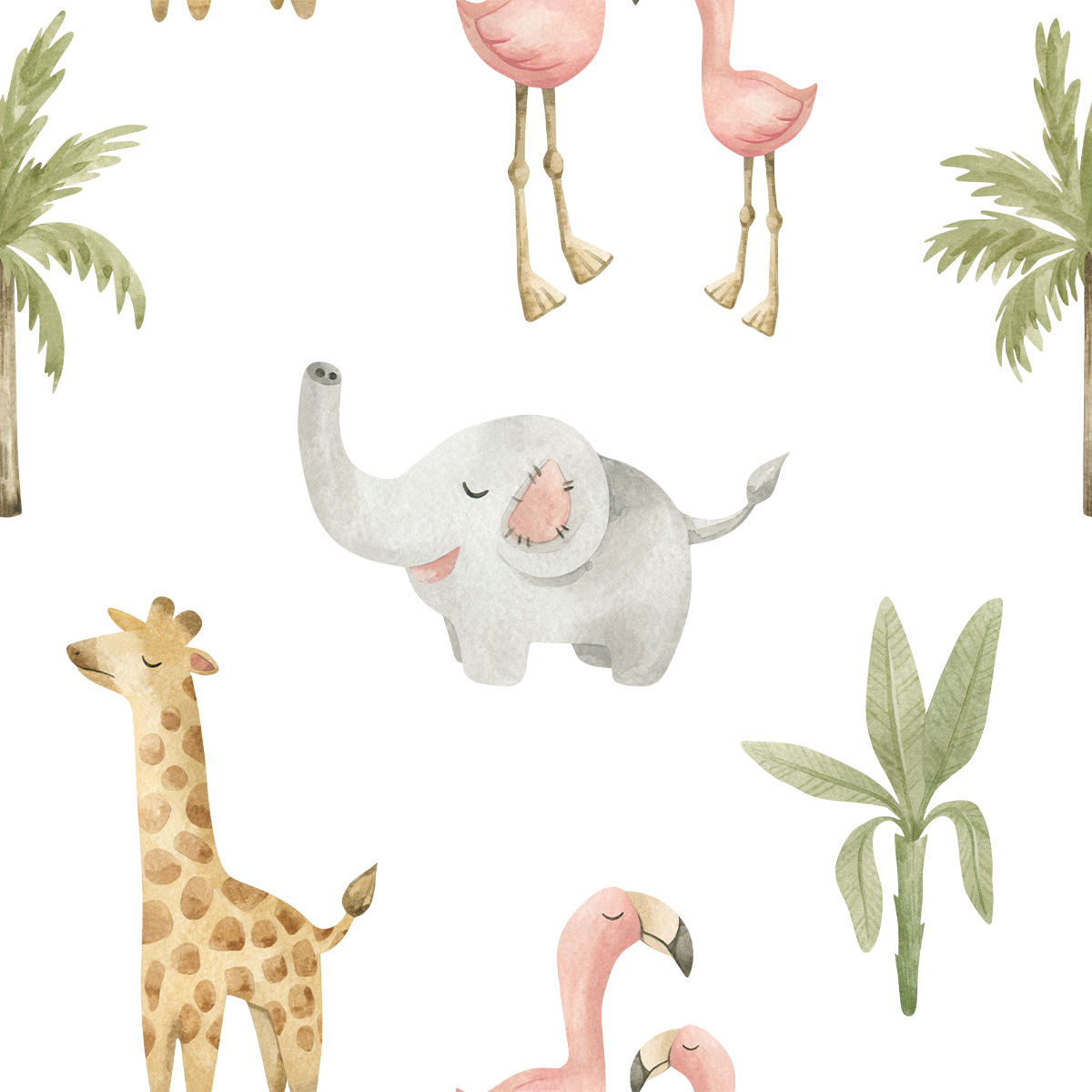 Flamingo and Nellie the Elephant Wallpaper