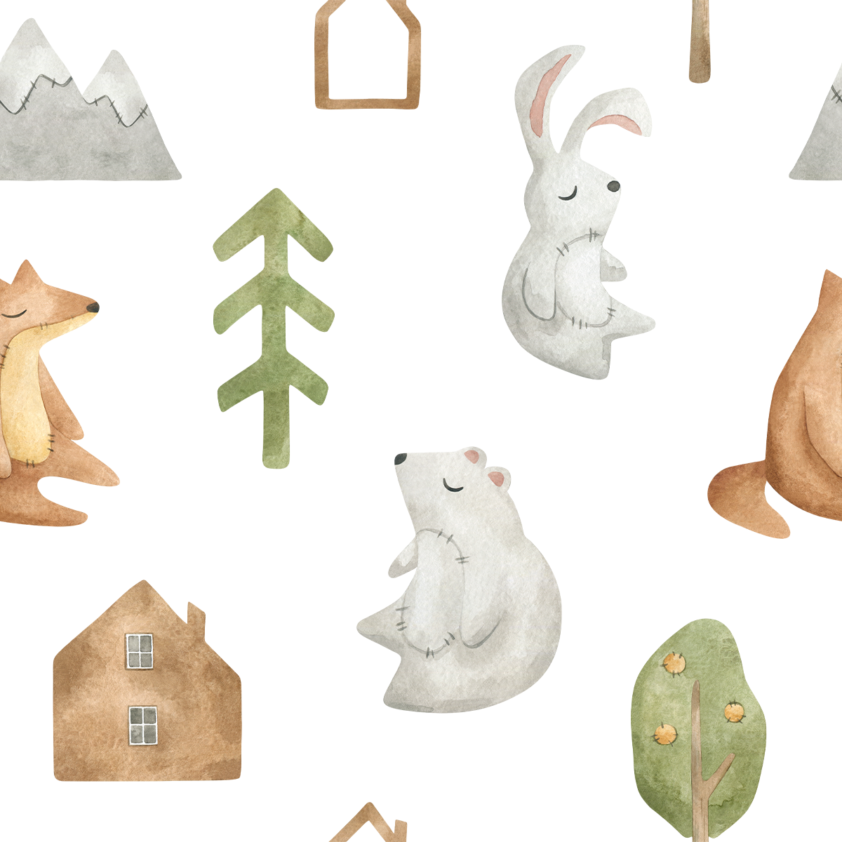 Baby Bunnies and Polar Bears Wallpaper