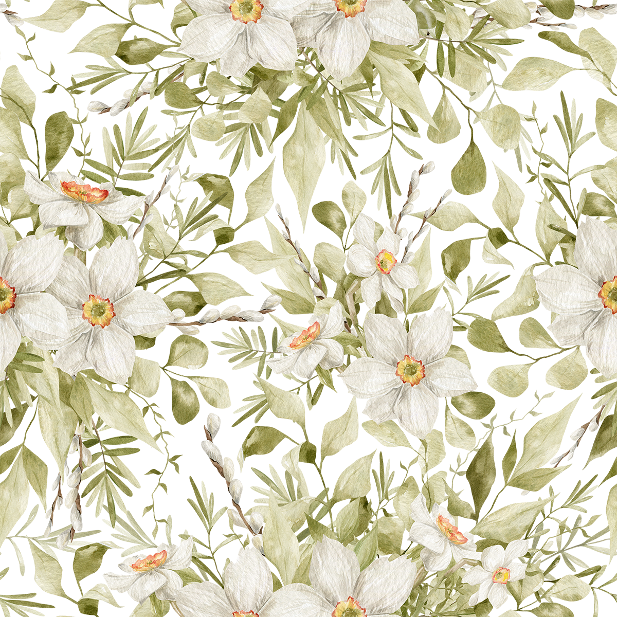 Adah - Grace White Flora Wallpaper