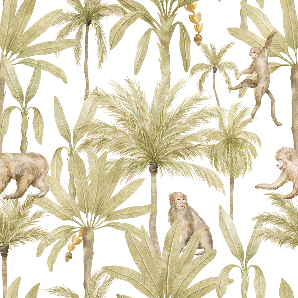 Monkeys in Palm Tree Wallpaper