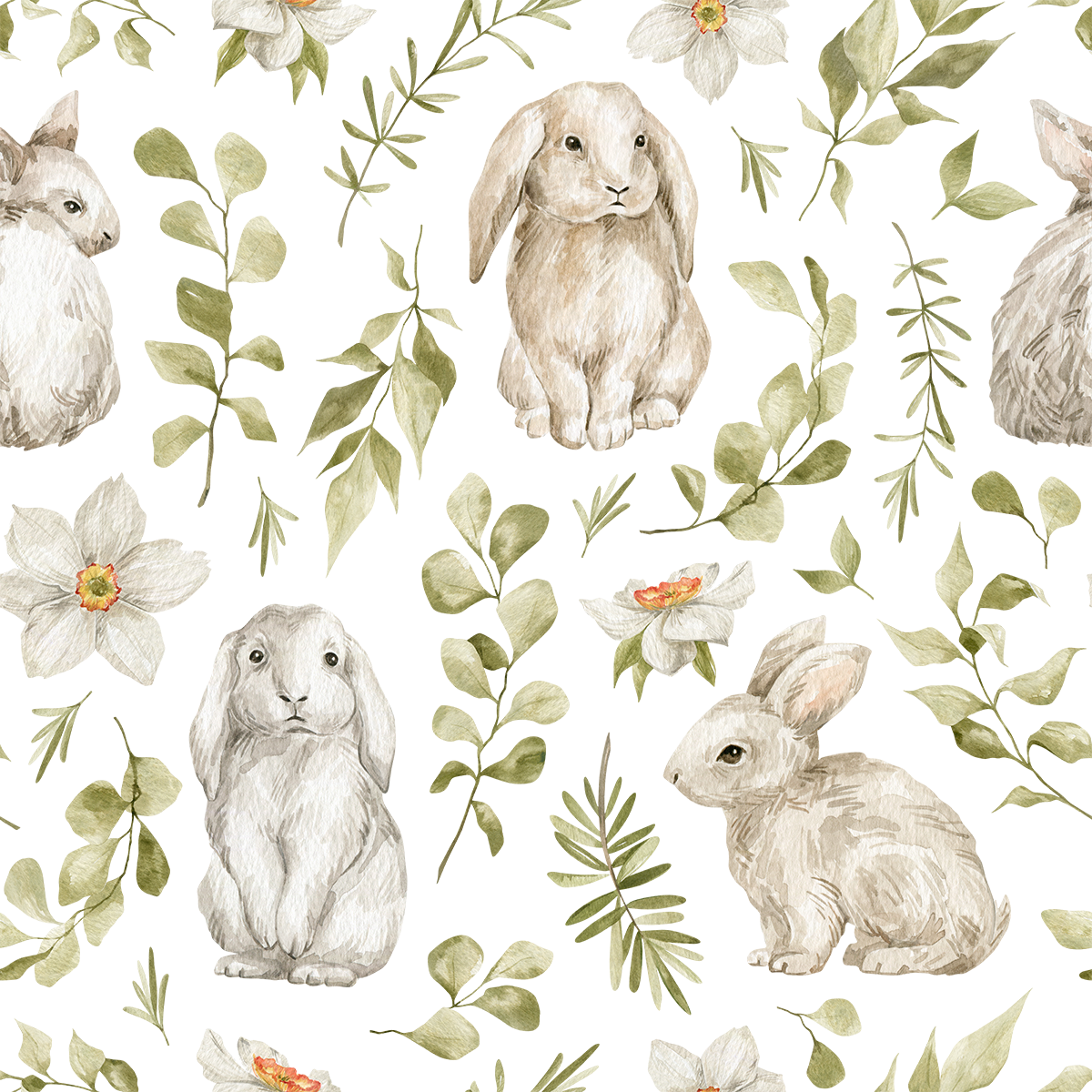 Adah - Grace Bunny with Flora Wallpaper