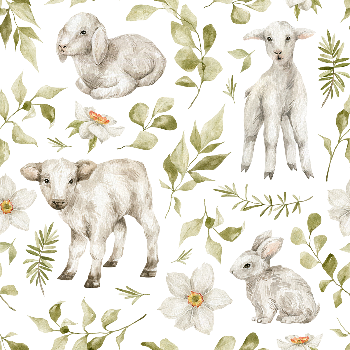 Adah - Grace Lamb and Calf Wallpaper