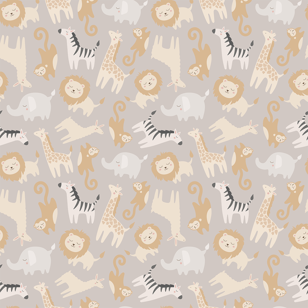 Baby Animal Wallpaper Grey