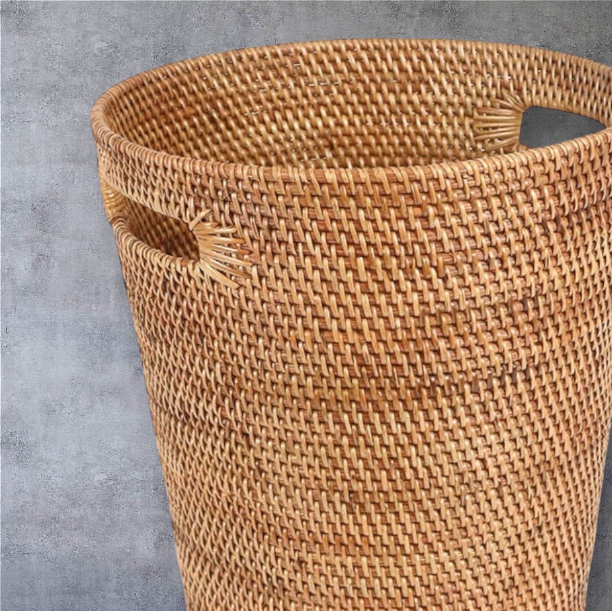 Rattan Wastepaper Basket With Handle | Natural
