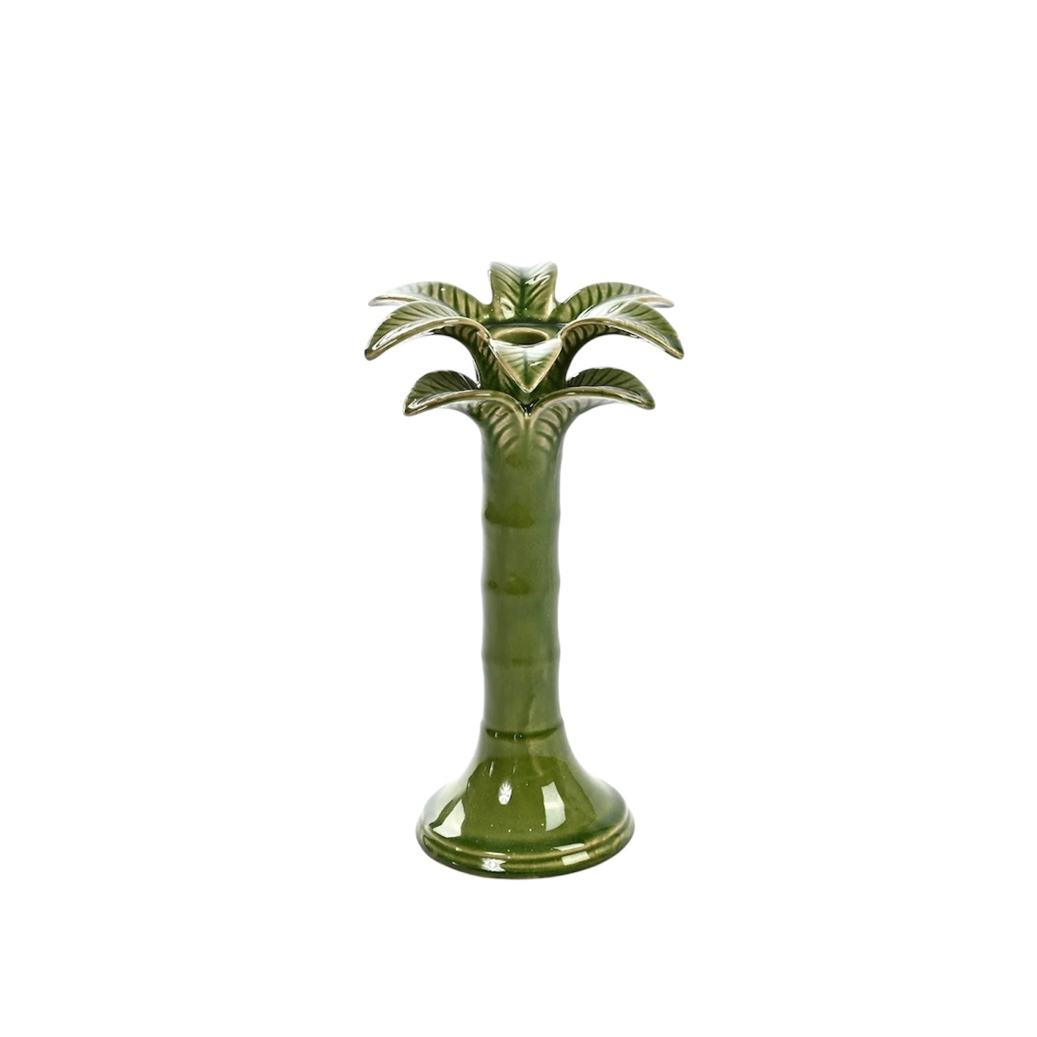 Ceramic Palm Candle Holder | Green