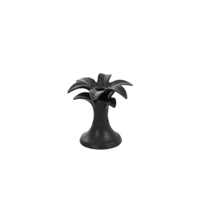 Ceramic Palm Candle Holder | Black