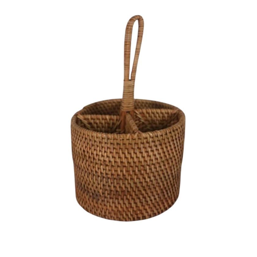 Round Rattan Cutlery Holder | Natural