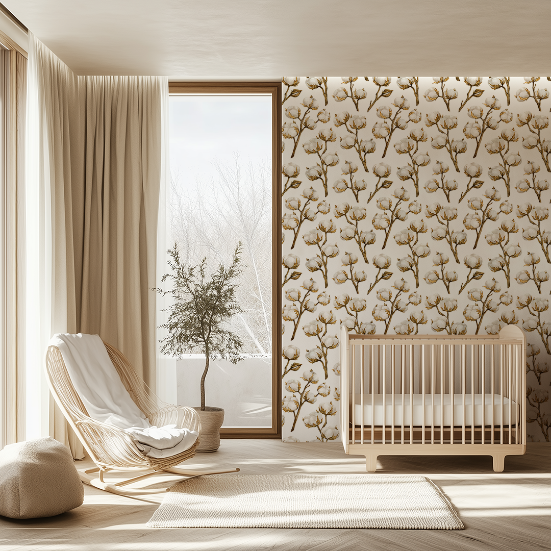 Prairies Wild Cotton Wallpaper