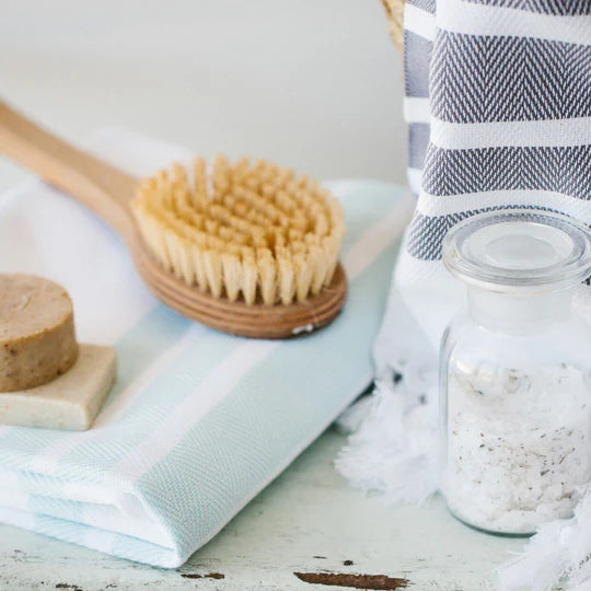 Herringbone White & Dark Grey Turkish Hand Towel