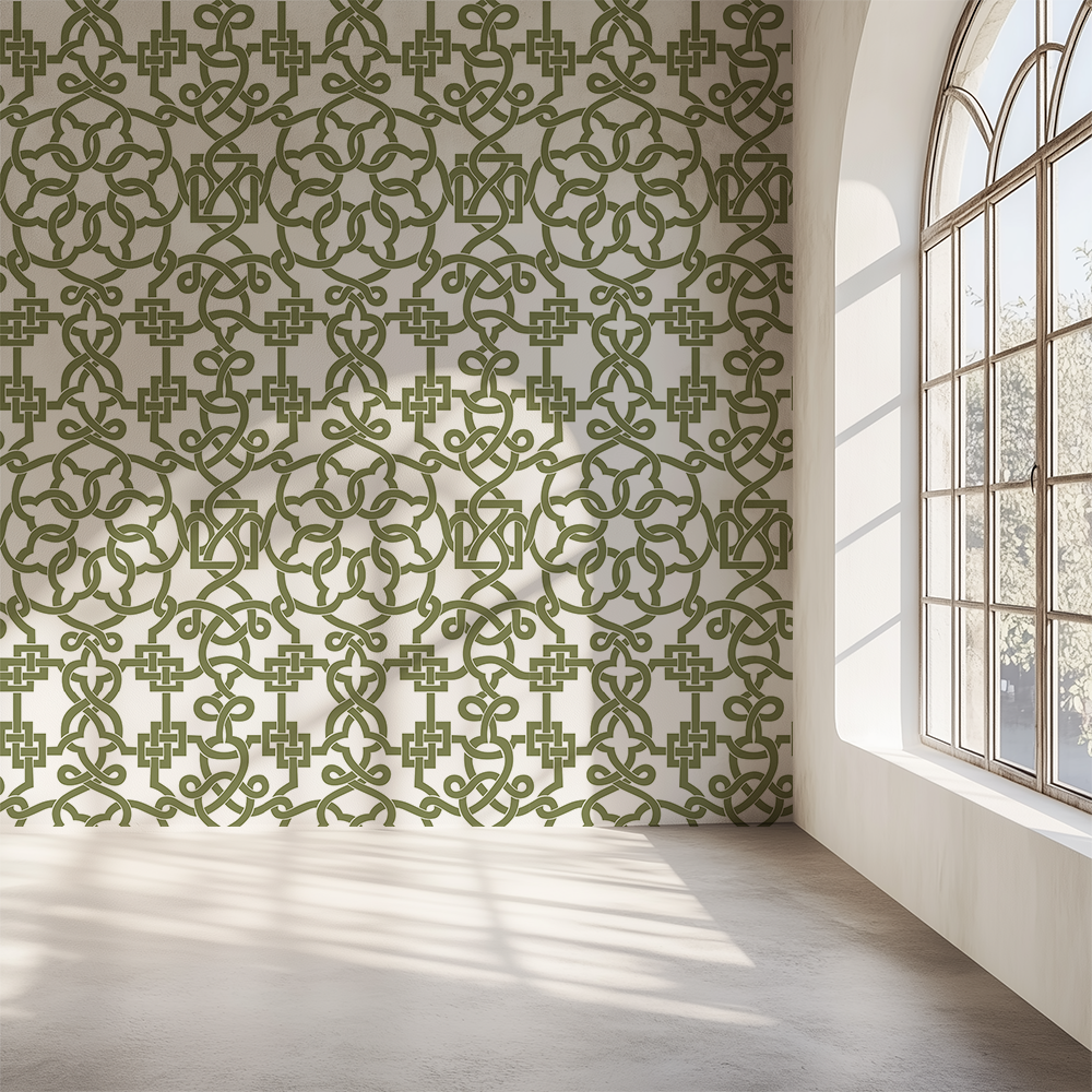 Trellis Luxe Camo and White Wallpaper