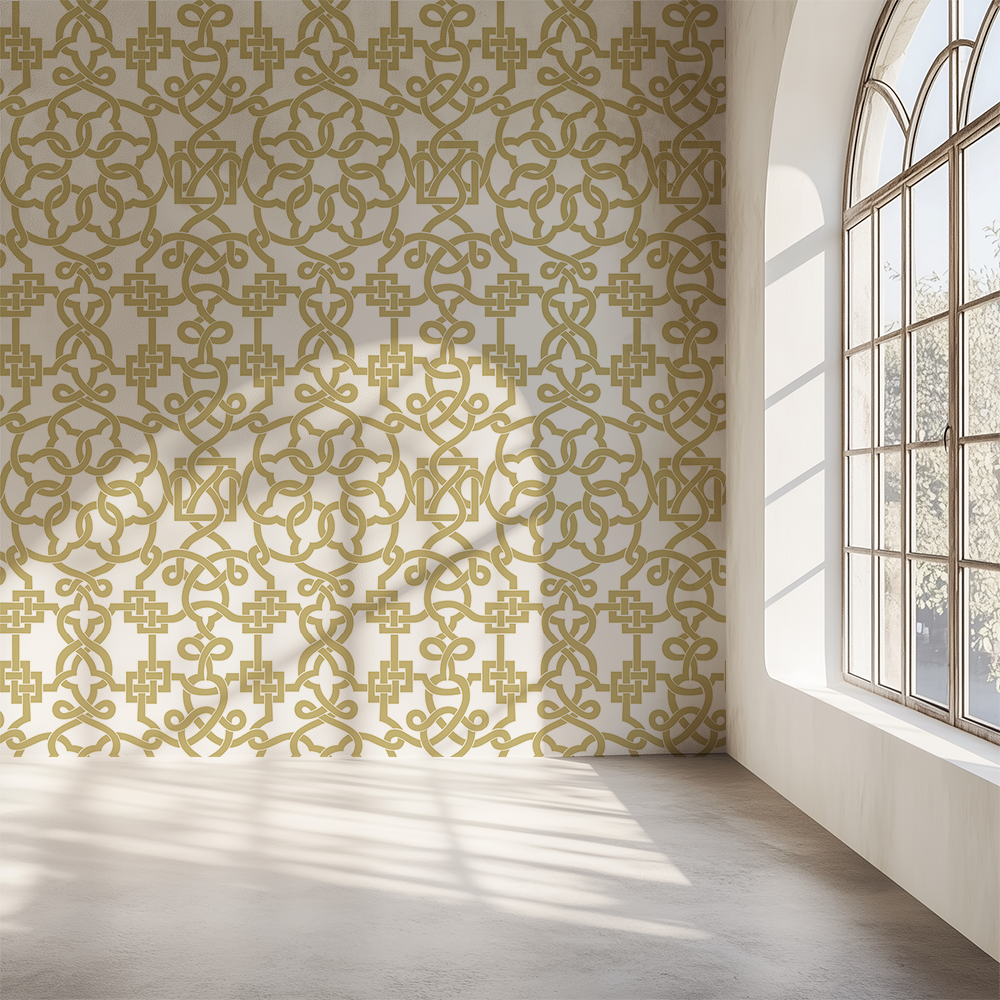 Trellis Luxe Harvest Gold Wallpaper
