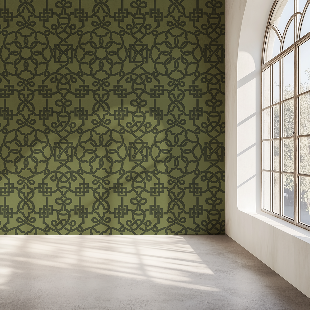 Trellis Luxe Olive Haze Wallpaper