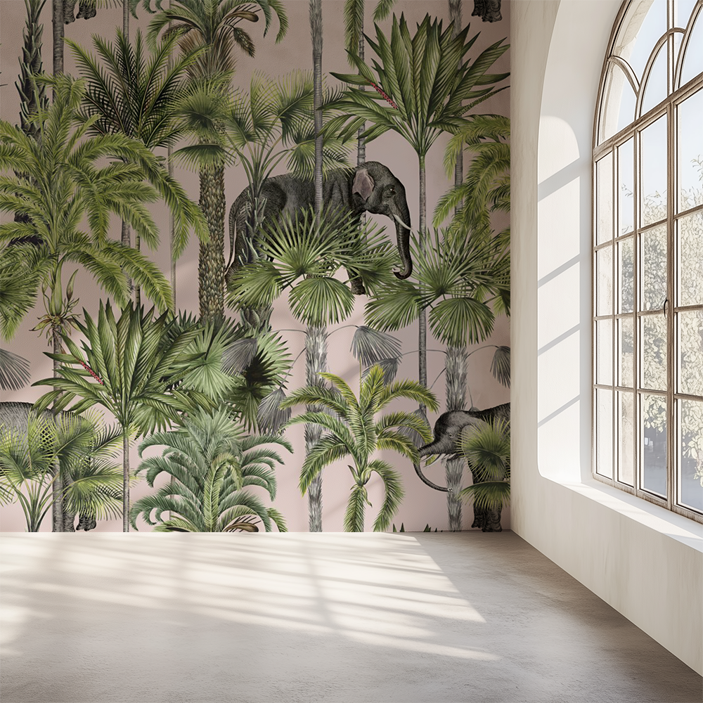 Tropical Light Pink Wallpaper