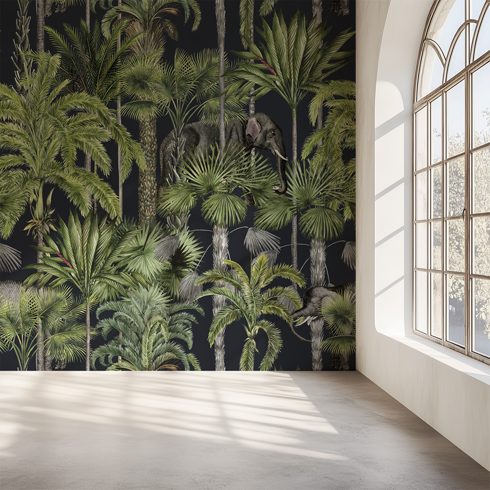 Tropical Dark grey Wallpaper