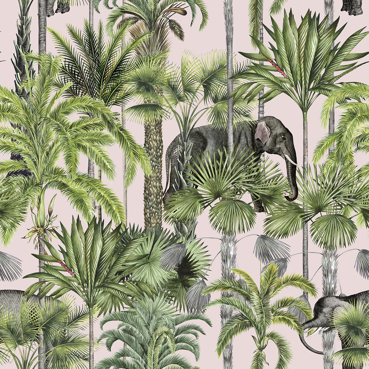 Tropical Light Pink Wallpaper