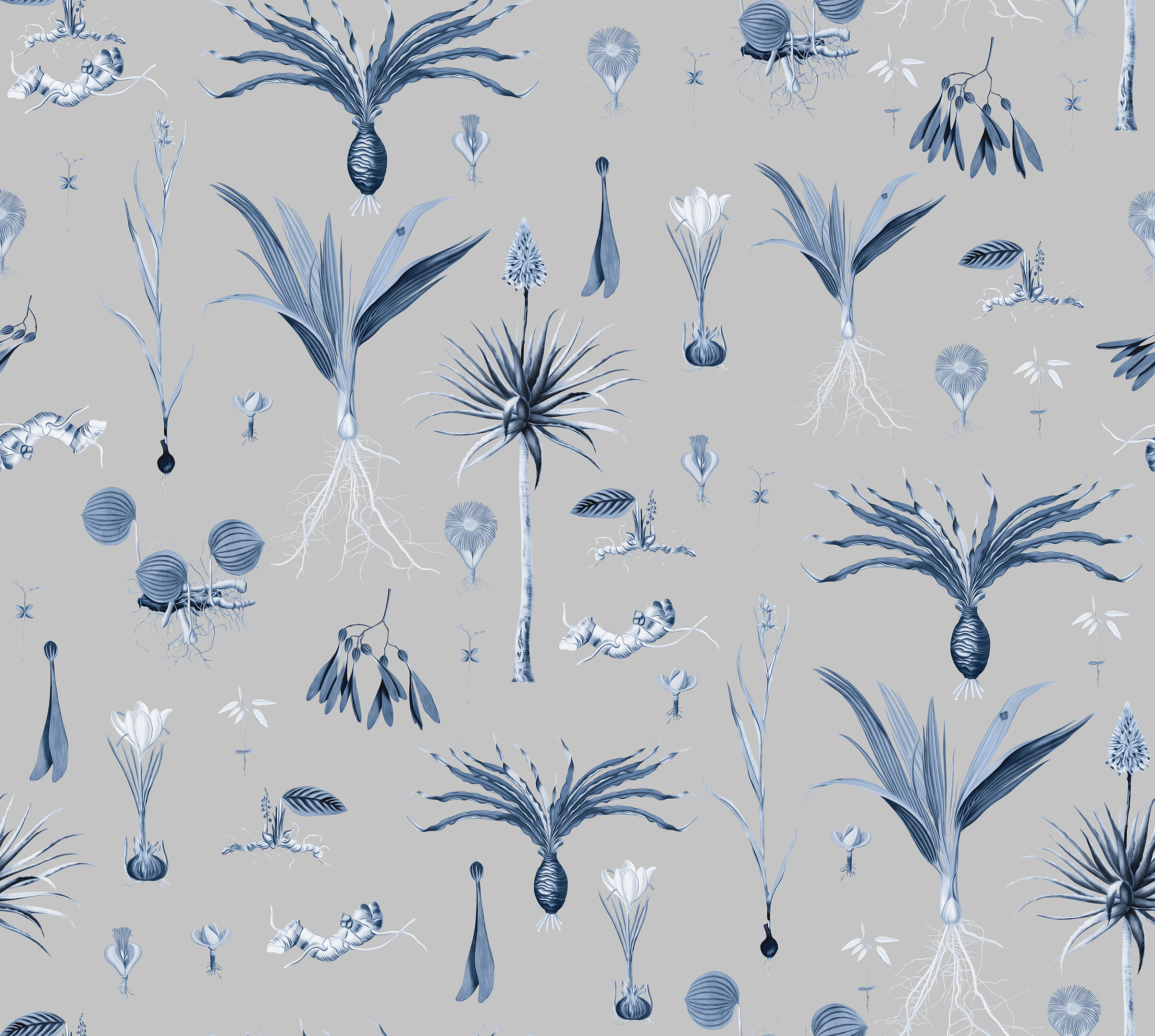 Vegetation Light Grey Wallpaper
