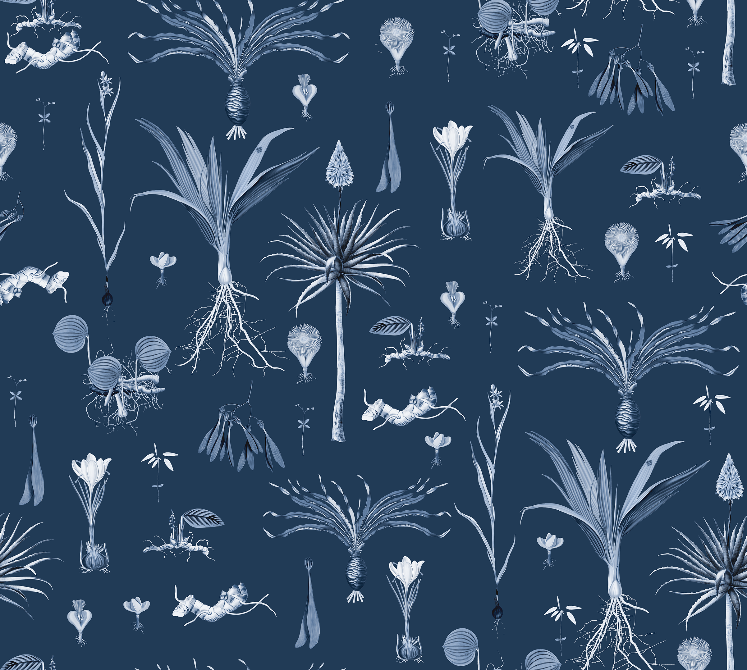 Vegetation Navy Wallpaper