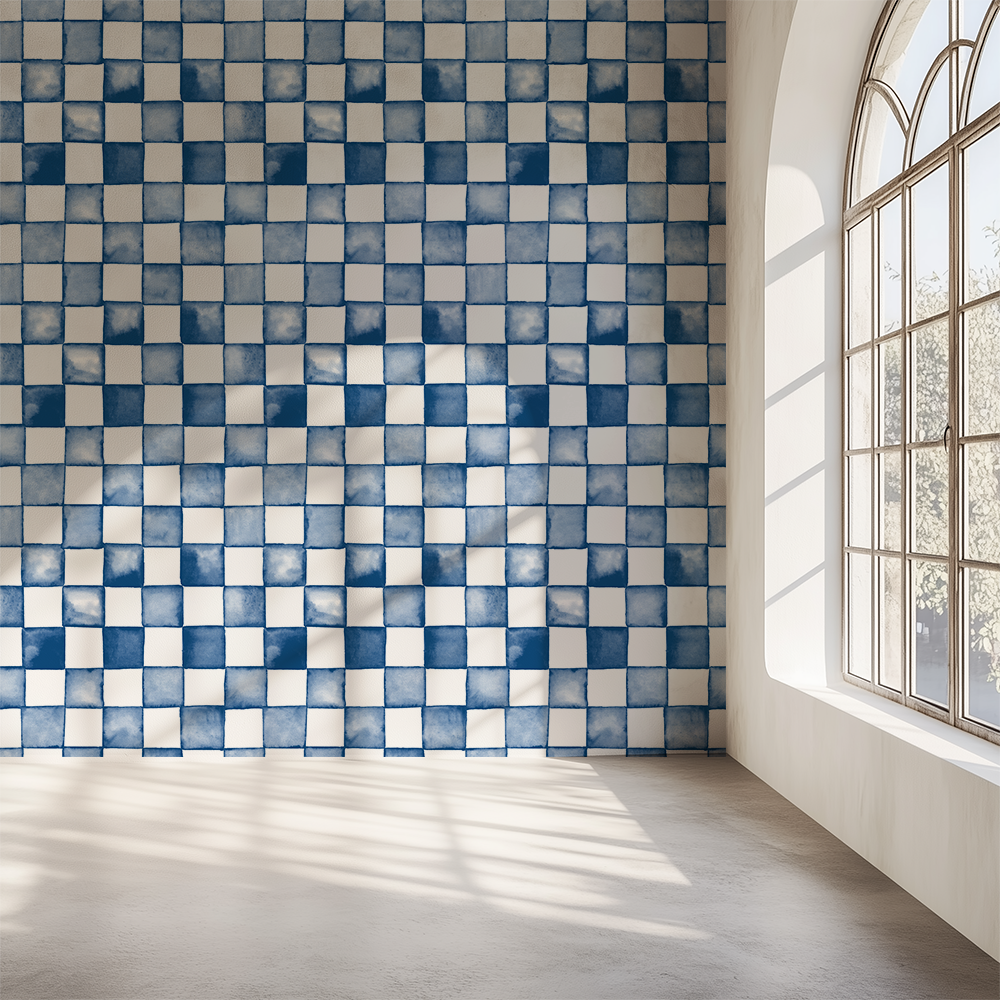 Blue Checkered Wallpaper