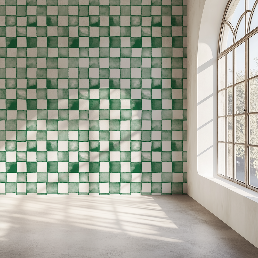 Green Checkered Wallpaper