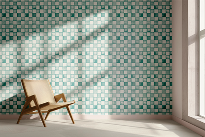 Aqua Checkered Wallpaper