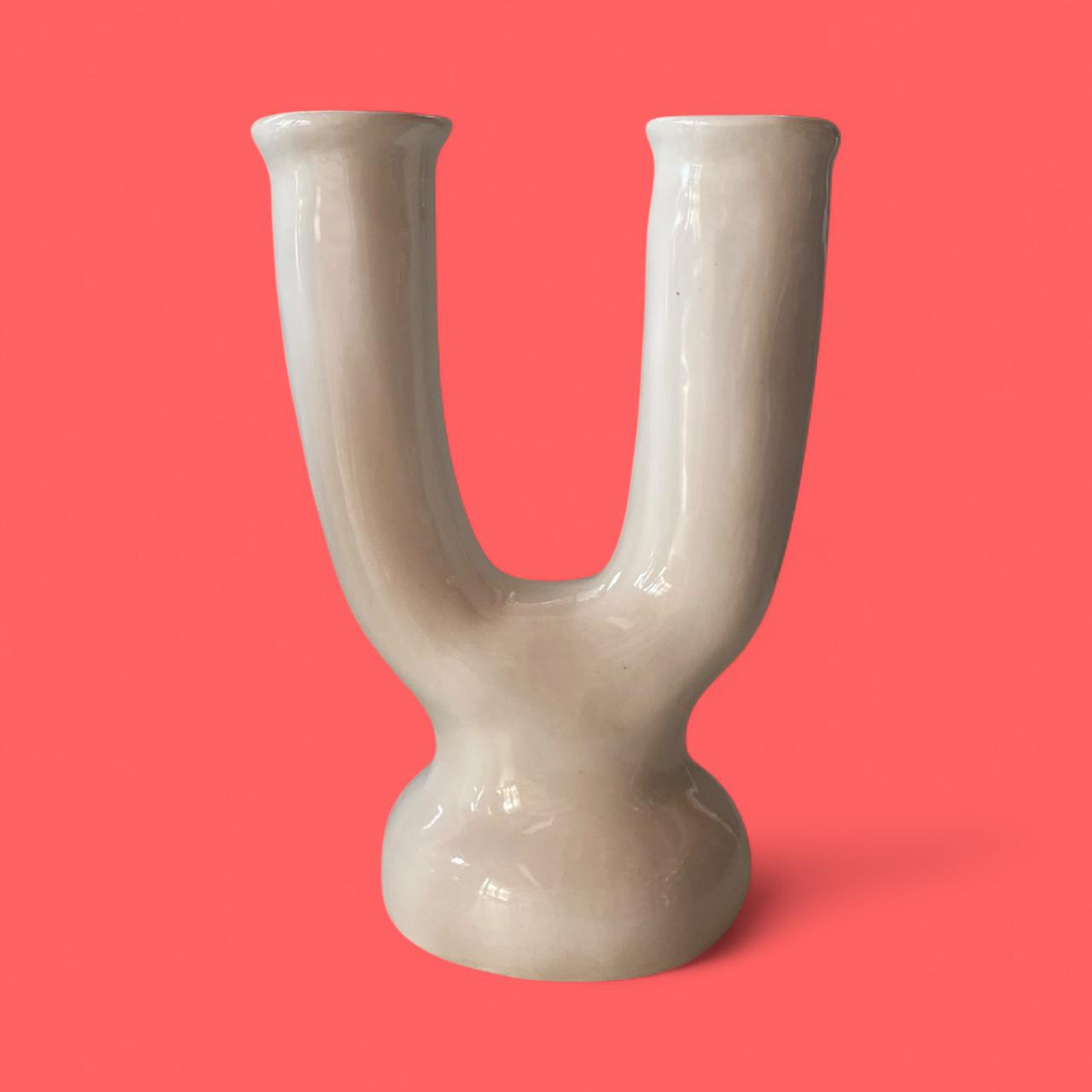 Lustre White Candle Stick Holder
