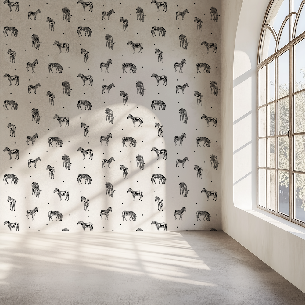 Zebra Elegance White Wallpaper