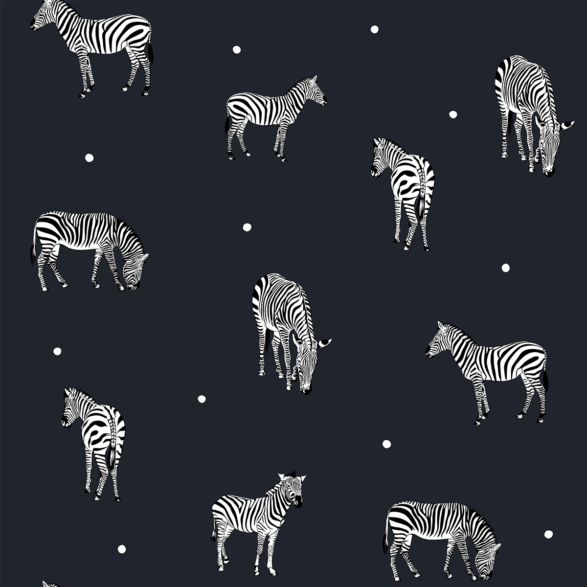 Zebra Elegance Navy Wallpaper