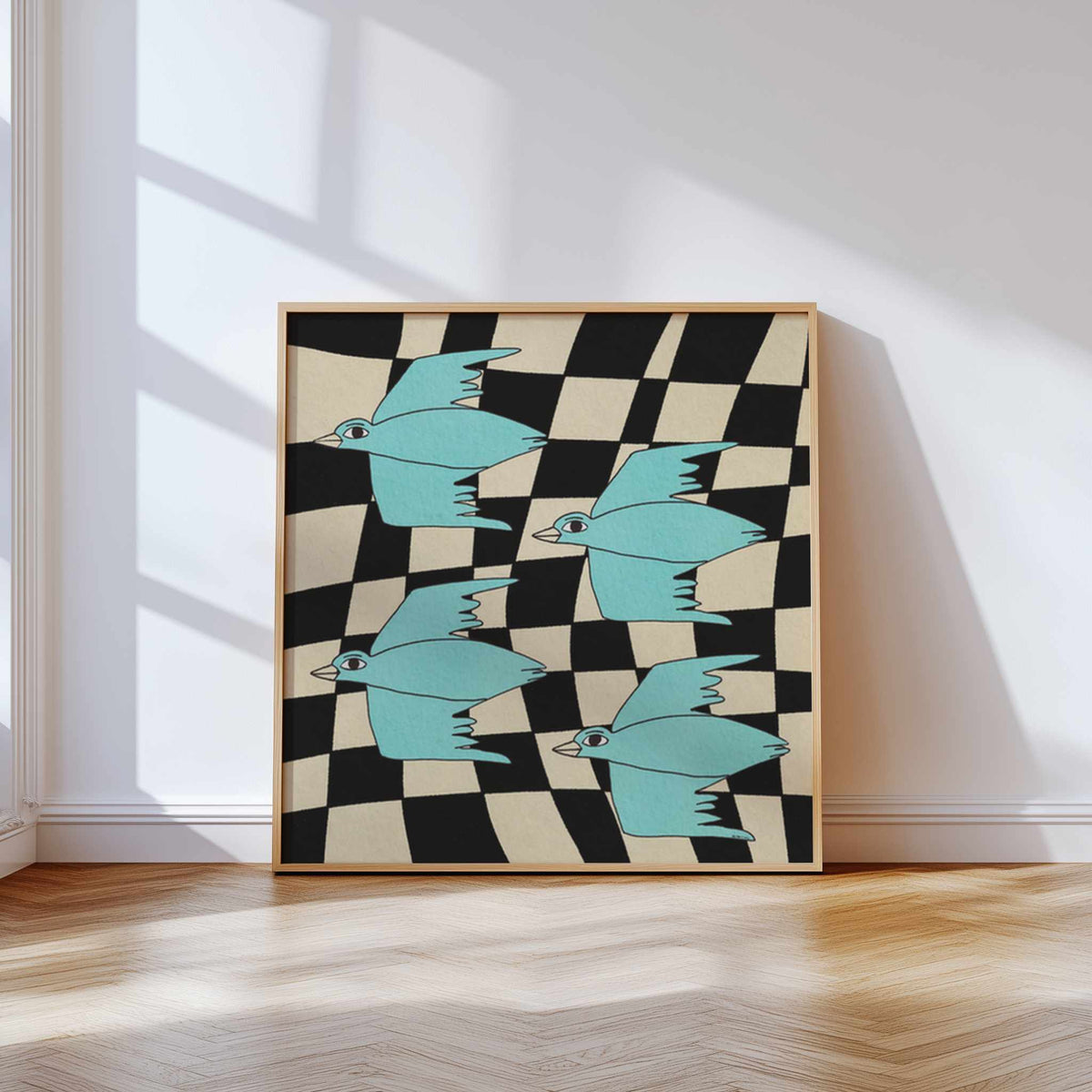 Optical Blue Birds Pattern
