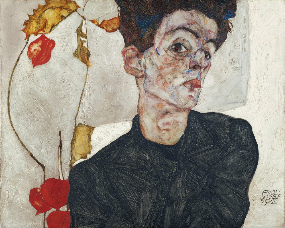 Egon Schiele "Egon Schiele's Self Portrait With Physalis 1912"