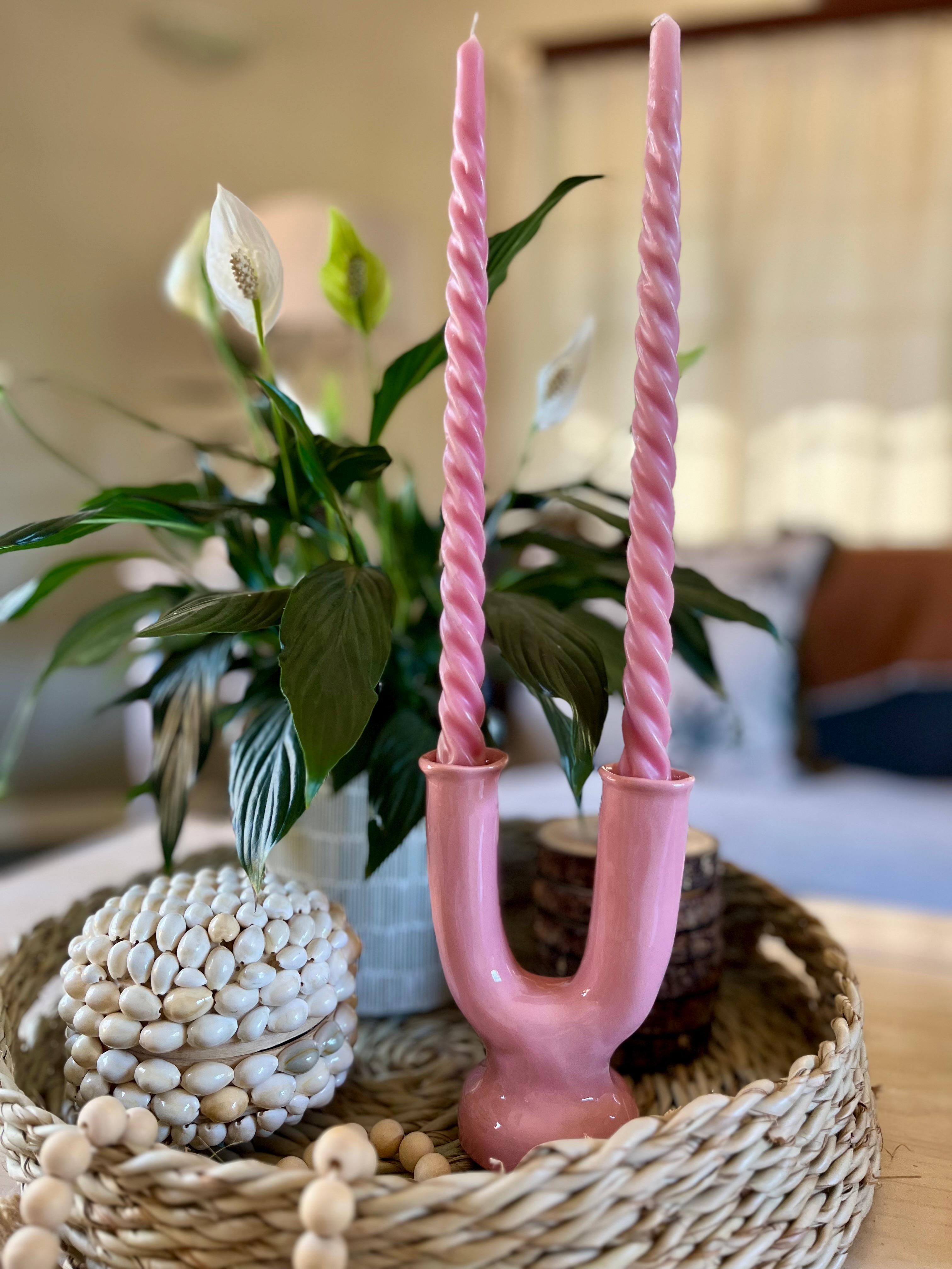 Pink Petal Candle Stick Holder