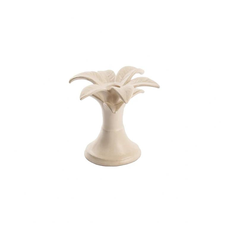 Ceramic Palm Candle Holder | White